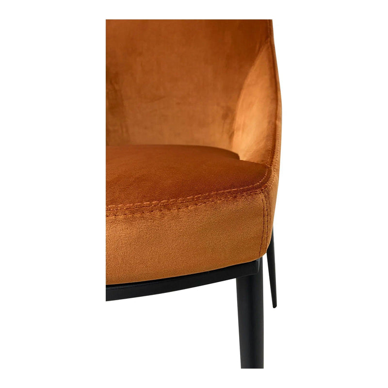 Sedona Amber Modern Orange Velvet Dining Chair Set of 2 Dining Chairs LOOMLAN By Moe's Home