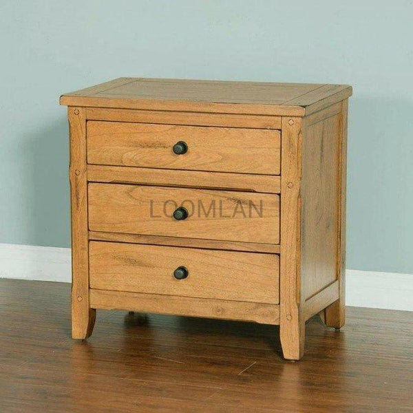 Sedona Rustic Oak Petite Nightstand Bedside Table Nightstands LOOMLAN By Sunny D