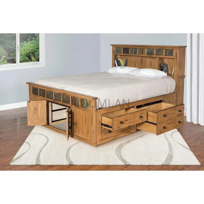 Sedona Wooden Brown Storage Bed Beds LOOMLAN By Sunny D