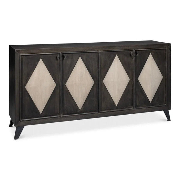 Selma Wood and Metal Black 4 Door Sideboard Sideboards LOOMLAN By Sarreid