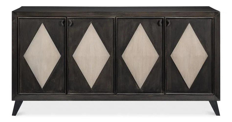 Selma Wood and Metal Black 4 Door Sideboard Sideboards LOOMLAN By Sarreid