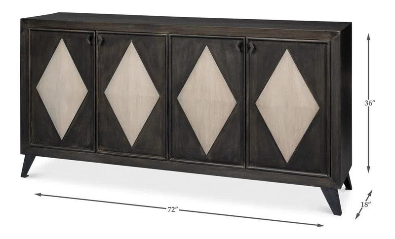 Selma Wood and Metal Black 4 Door Sideboard Sideboards LOOMLAN By Sarreid