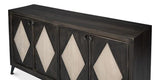 Selma Wood and Metal Black 4 Door Sideboard Sideboards LOOMLAN By Sarreid