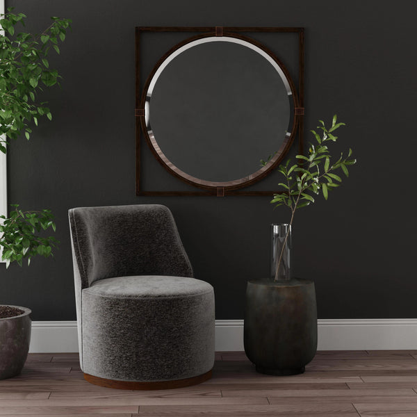 Serena Concrete Black Round Accent Side Table Side Tables LOOMLAN By Bassett Mirror