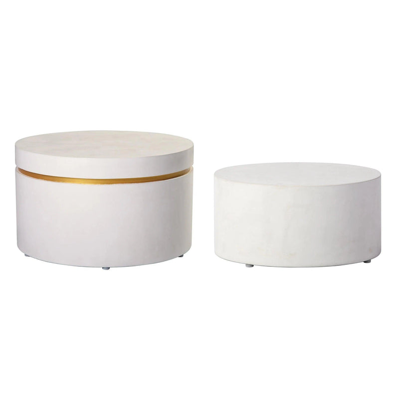 Serendipity Ring Accent Table Set - Ivory White Outdoor End Tables Outdoor Side Tables LOOMLAN By Seasonal Living