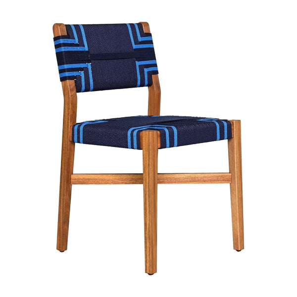 Serene Natural Wood Blue Armless Dining Chair Outdoor Dining Chairs LOOMLAN By Zuo Modern