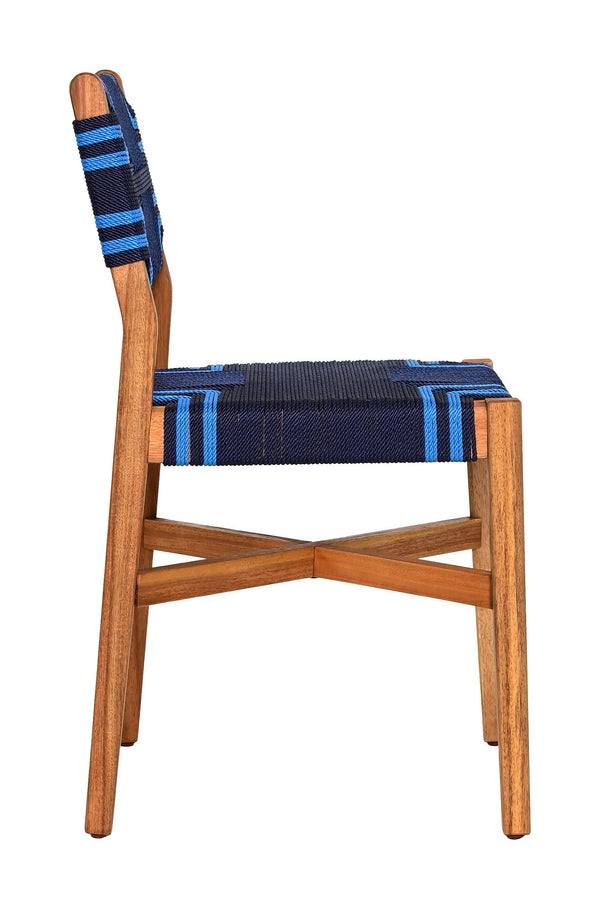 Serene Natural Wood Blue Armless Dining Chair Outdoor Dining Chairs LOOMLAN By Zuo Modern