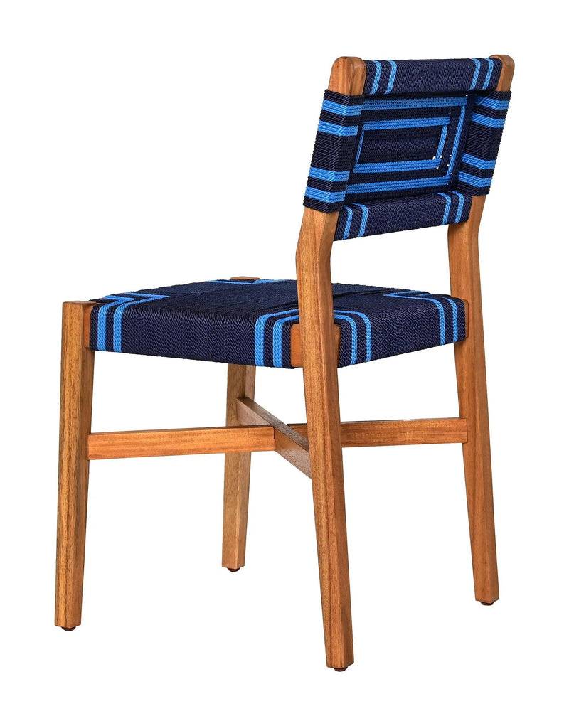 Serene Natural Wood Blue Armless Dining Chair Outdoor Dining Chairs LOOMLAN By Zuo Modern