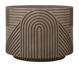 Serenity Textured Round Drum Table - Brown Outdoor Accent Table Outdoor Side Tables LOOMLAN By Seasonal Living