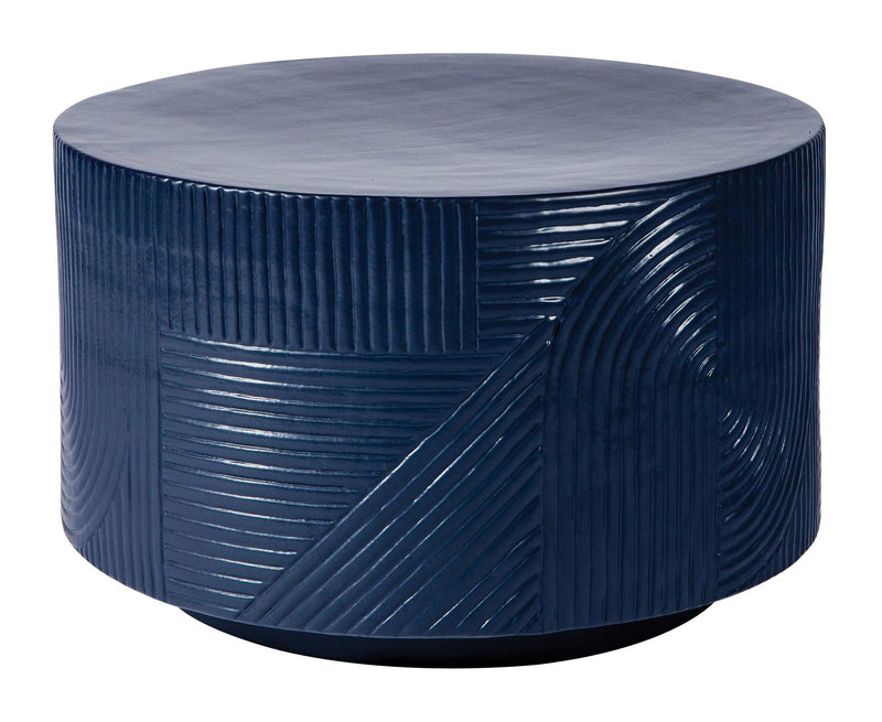 Serenity Textured Round Table 24" - Blue Outdoor Accent Table Outdoor Side Tables LOOMLAN By Seasonal Living