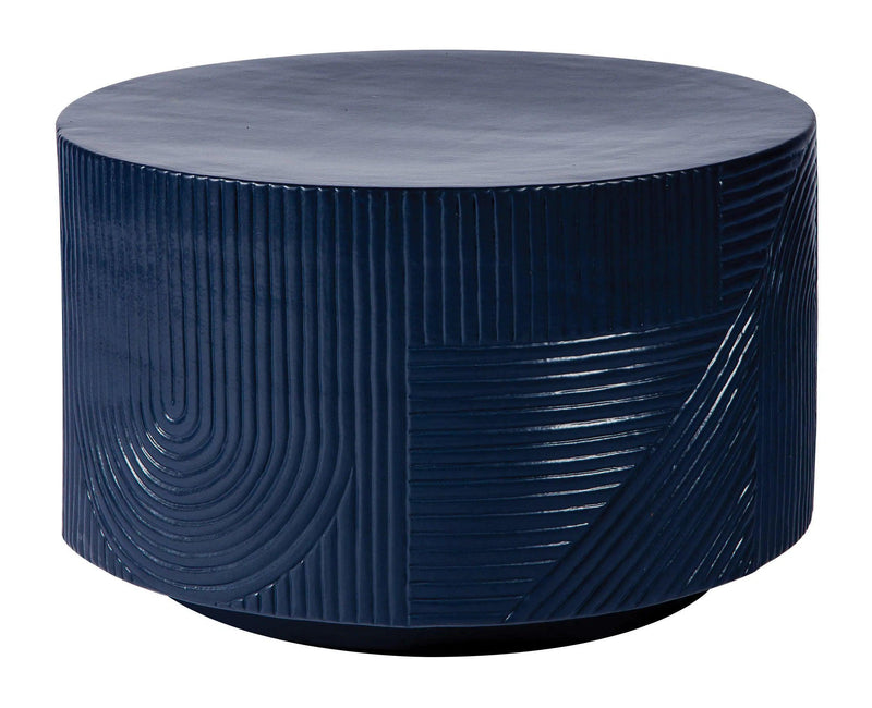 Serenity Textured Round Table 24" - Blue Outdoor Accent Table Outdoor Side Tables LOOMLAN By Seasonal Living