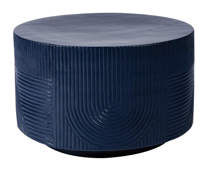 Serenity Textured Round Table 24" - Blue Outdoor Accent Table Outdoor Side Tables LOOMLAN By Seasonal Living