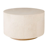 Serenity Textured Round Table 24" - White Outdoor Accent Table Outdoor Side Tables LOOMLAN By Seasonal Living