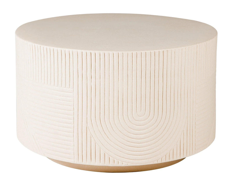 Serenity Textured Round Table 24" - White Outdoor Accent Table Outdoor Side Tables LOOMLAN By Seasonal Living