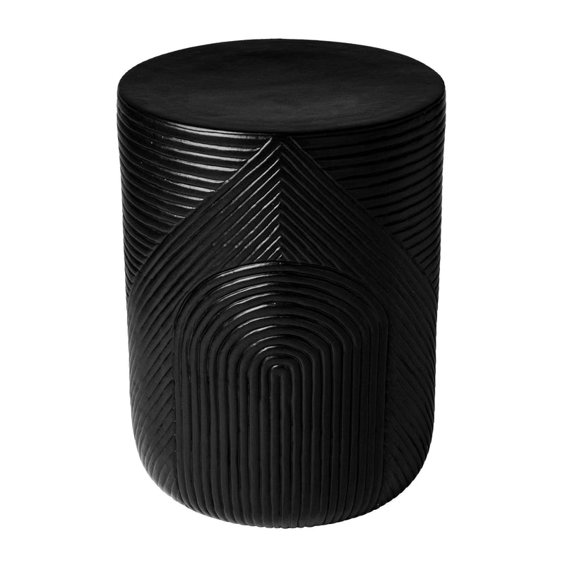 Serenity Textured Side Table 14" Black Outdoor Accent Table Outdoor Side Tables LOOMLAN By Seasonal Living