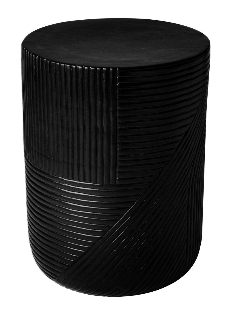 Serenity Textured Side Table 14" Black Outdoor Accent Table Outdoor Side Tables LOOMLAN By Seasonal Living