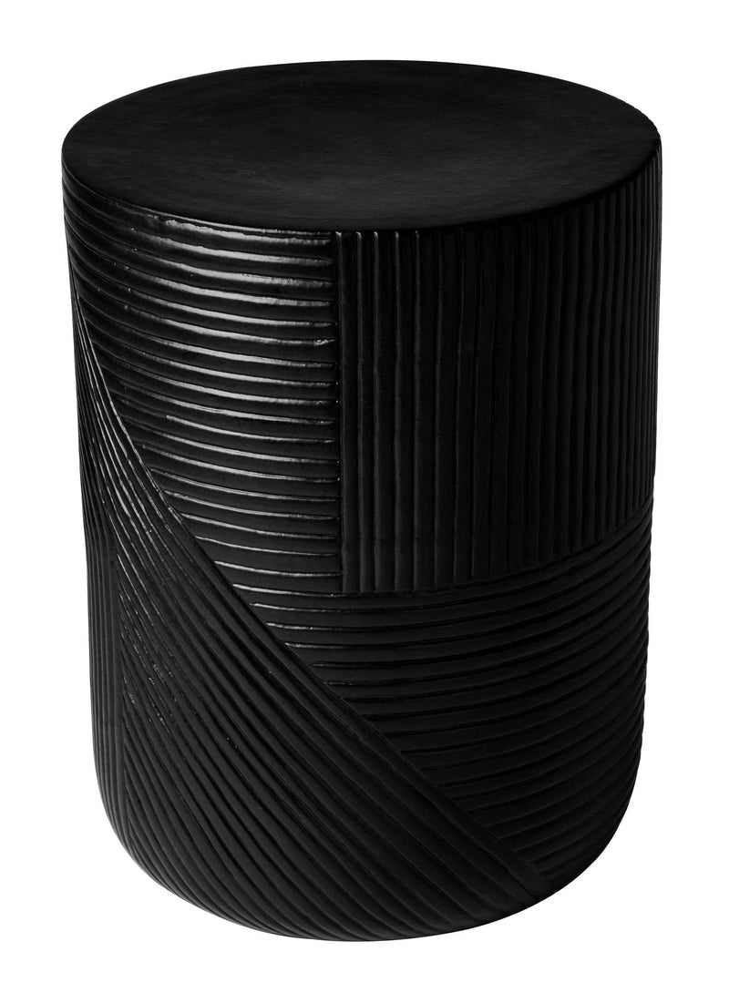 Serenity Textured Side Table 14" Black Outdoor Accent Table Outdoor Side Tables LOOMLAN By Seasonal Living