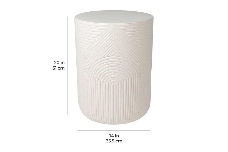 Serenity Textured Side Table 14" -White Outdoor Accent Table Outdoor Side Tables LOOMLAN By Seasonal Living