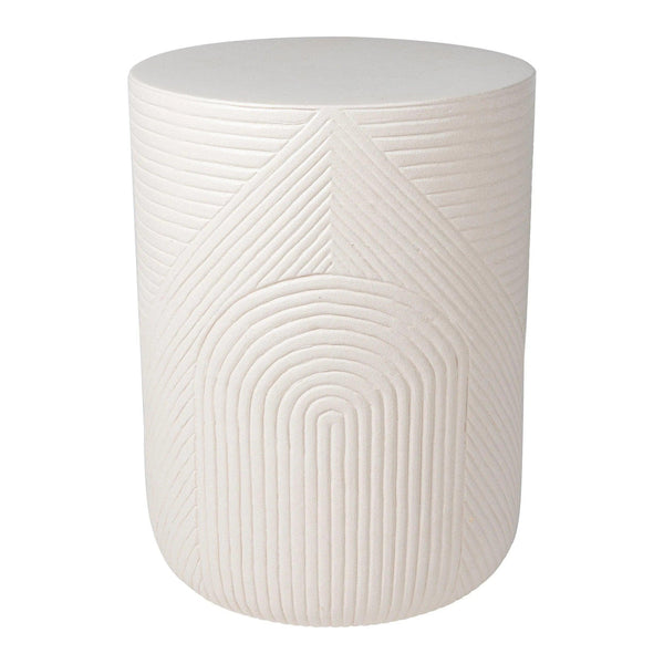 Serenity Textured Side Table 14" -White Outdoor Accent Table Outdoor Side Tables LOOMLAN By Seasonal Living