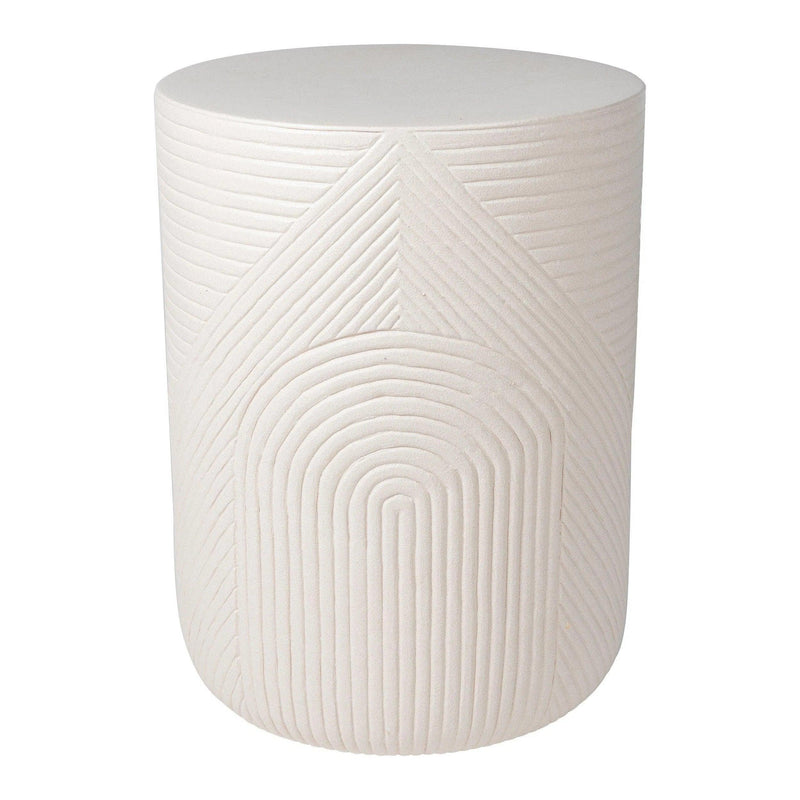 Serenity Textured Side Table 14" -White Outdoor Accent Table Outdoor Side Tables LOOMLAN By Seasonal Living