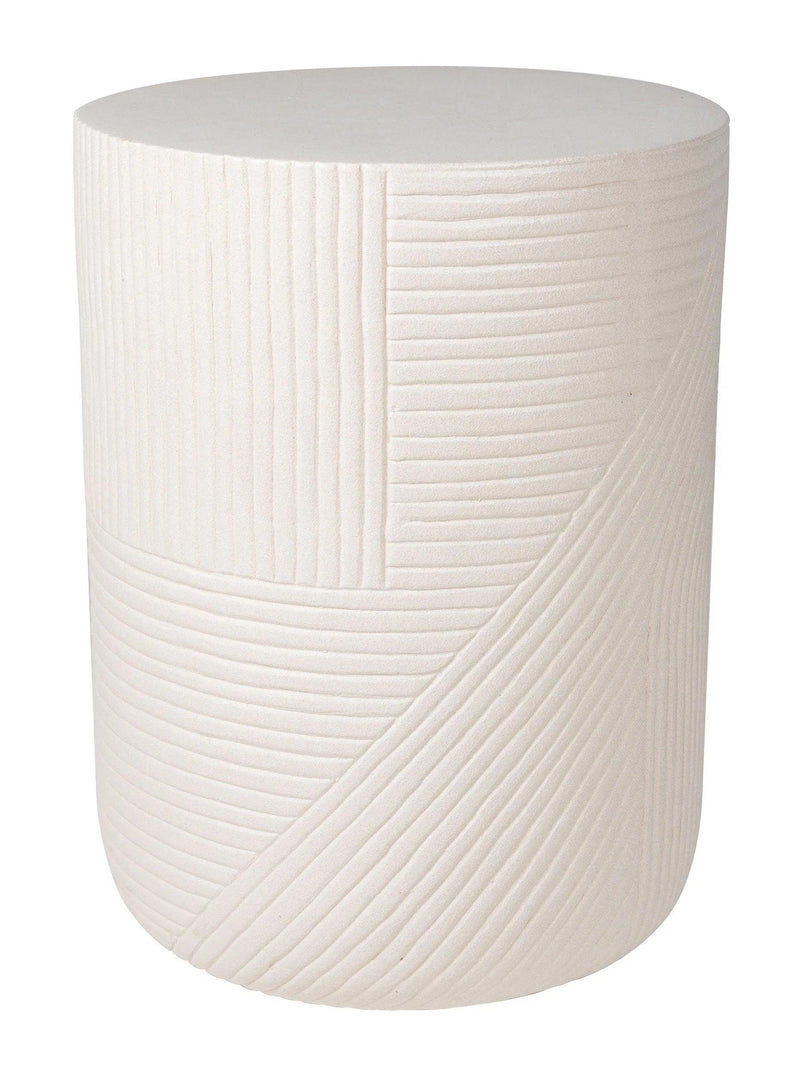 Serenity Textured Side Table 14" -White Outdoor Accent Table Outdoor Side Tables LOOMLAN By Seasonal Living