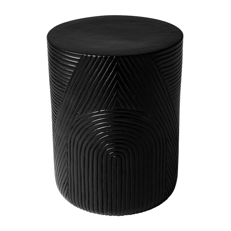 Serenity Textured Side Table 16" - Black Outdoor Accent Table Outdoor Side Tables LOOMLAN By Seasonal Living