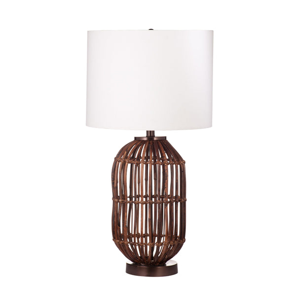 Sererr Metal and Wicker Natural Table Lamp Table Lamps LOOMLAN By Bassett Mirror