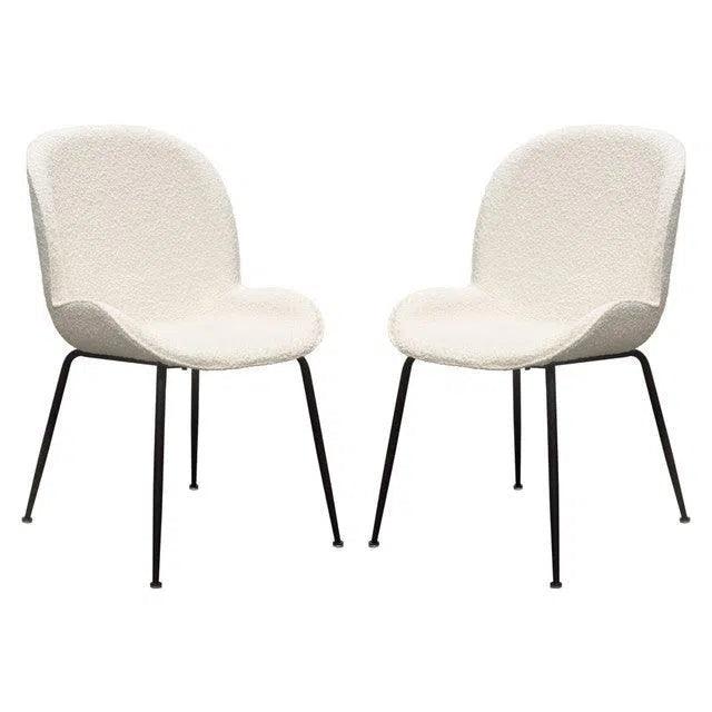 Session 2-Pack Dining Chair in Ivory Boucle Dining Chairs LOOMLAN By Diamond Sofa