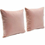 Set of 2 16" Square Accent Pillows in Blush Pink Velvet Throw Pillows LOOMLAN By Diamond Sofa