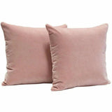 Set of 2 16" Square Accent Pillows in Blush Pink Velvet Throw Pillows LOOMLAN By Diamond Sofa