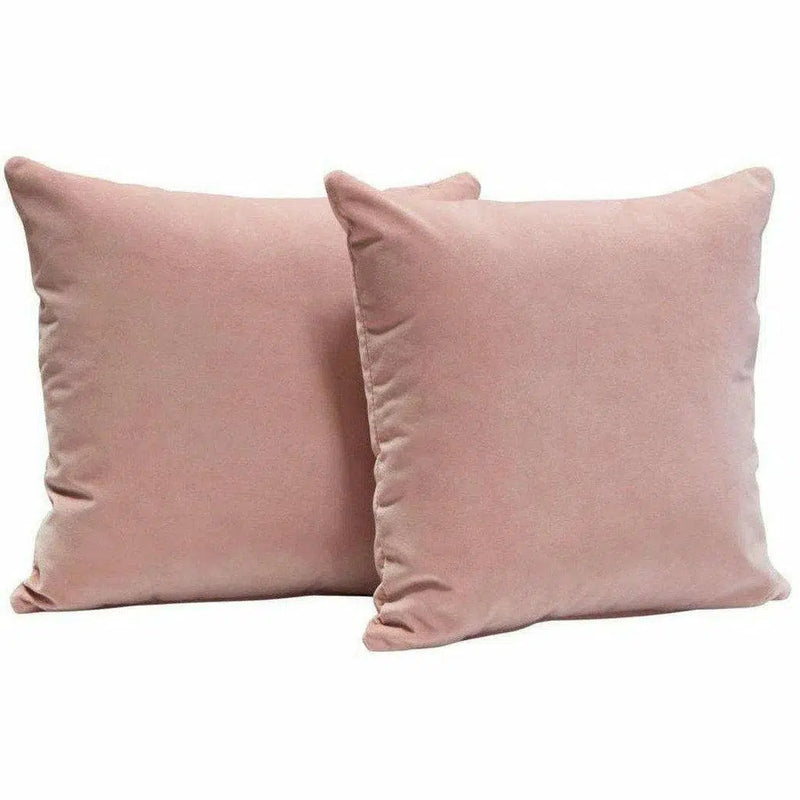 Set of 2 16" Square Accent Pillows in Blush Pink Velvet Throw Pillows LOOMLAN By Diamond Sofa