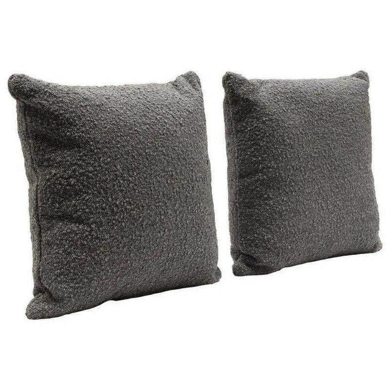 Set of 2 16" Square Accent Pillows in Charcoal Boucle Fabric Throw Pillows LOOMLAN By Diamond Sofa