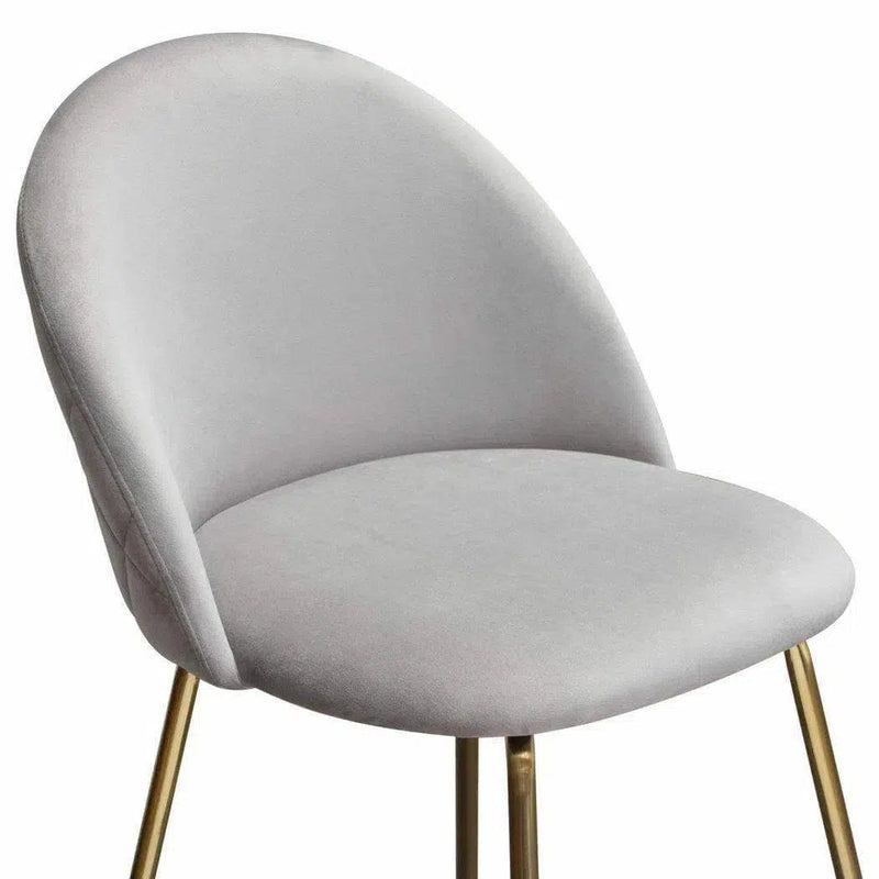 Set of 2 Counter Height Chairs in Grey Velvet Gold Metal Legs Counter Stools LOOMLAN By Diamond Sofa