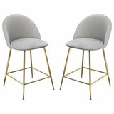 Set of 2 Counter Height Chairs in Grey Velvet Gold Metal Legs Counter Stools LOOMLAN By Diamond Sofa