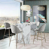 Set of 2 Counter Height Chairs in Grey Velvet Gold Metal Legs Counter Stools LOOMLAN By Diamond Sofa