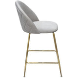 Set of 2 Counter Height Chairs in Grey Velvet Gold Metal Legs Counter Stools LOOMLAN By Diamond Sofa