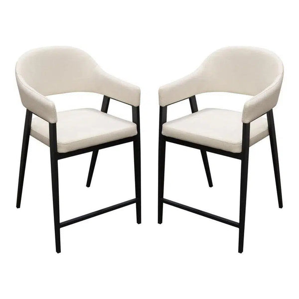 Set of 2 Counter Height Chairs Upholstered In Cream Fabric Counter Stools LOOMLAN By Diamond Sofa