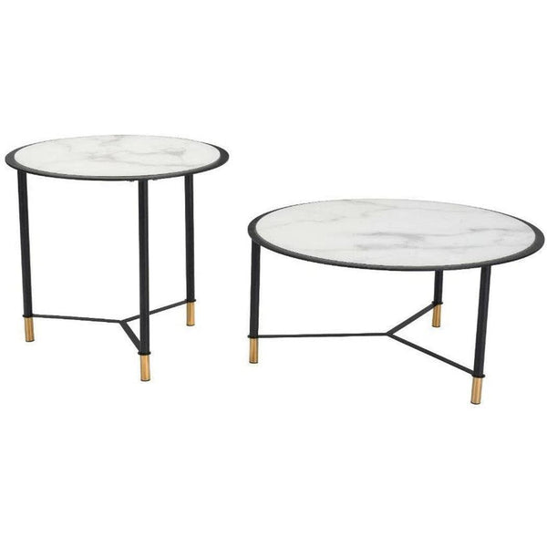 Set of 2 Davis Coffee Tables Black & White Coffee Tables LOOMLAN By Zuo Modern