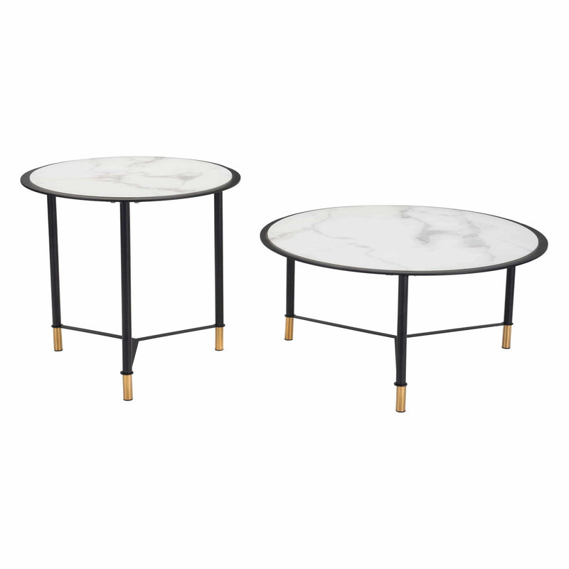 Set of 2 Davis Coffee Tables Black & White Coffee Tables LOOMLAN By Zuo Modern