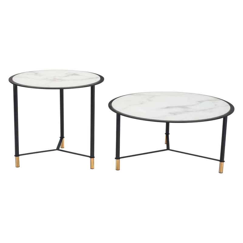 Set of 2 Davis Coffee Tables Black & White Coffee Tables LOOMLAN By Zuo Modern