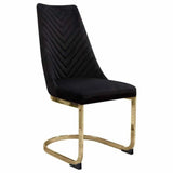 Set of 2 Dining Chairs in Black Velvet with Gold Metal Base Dining Chairs LOOMLAN By Diamond Sofa