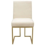 Set of 2 Dining Chairs in Cream Fabric Gold Metal Frame Dining Chairs LOOMLAN By Diamond Sofa