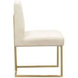 Set of 2 Dining Chairs in Cream Fabric Gold Metal Frame Dining Chairs LOOMLAN By Diamond Sofa