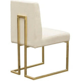 Set of 2 Dining Chairs in Cream Fabric Gold Metal Frame Dining Chairs LOOMLAN By Diamond Sofa