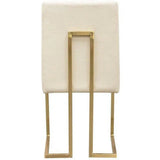 Set of 2 Dining Chairs in Cream Fabric Gold Metal Frame Dining Chairs LOOMLAN By Diamond Sofa