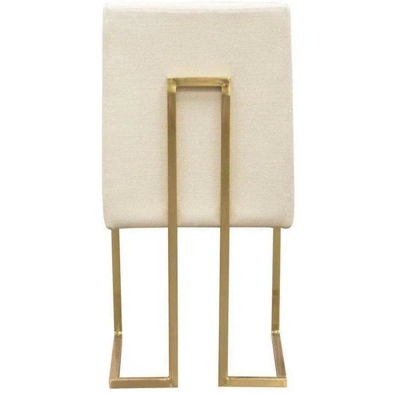 Set of 2 Dining Chairs in Cream Fabric Gold Metal Frame Dining Chairs LOOMLAN By Diamond Sofa