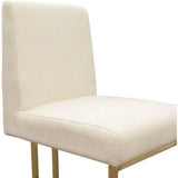 Set of 2 Dining Chairs in Cream Fabric Gold Metal Frame Dining Chairs LOOMLAN By Diamond Sofa