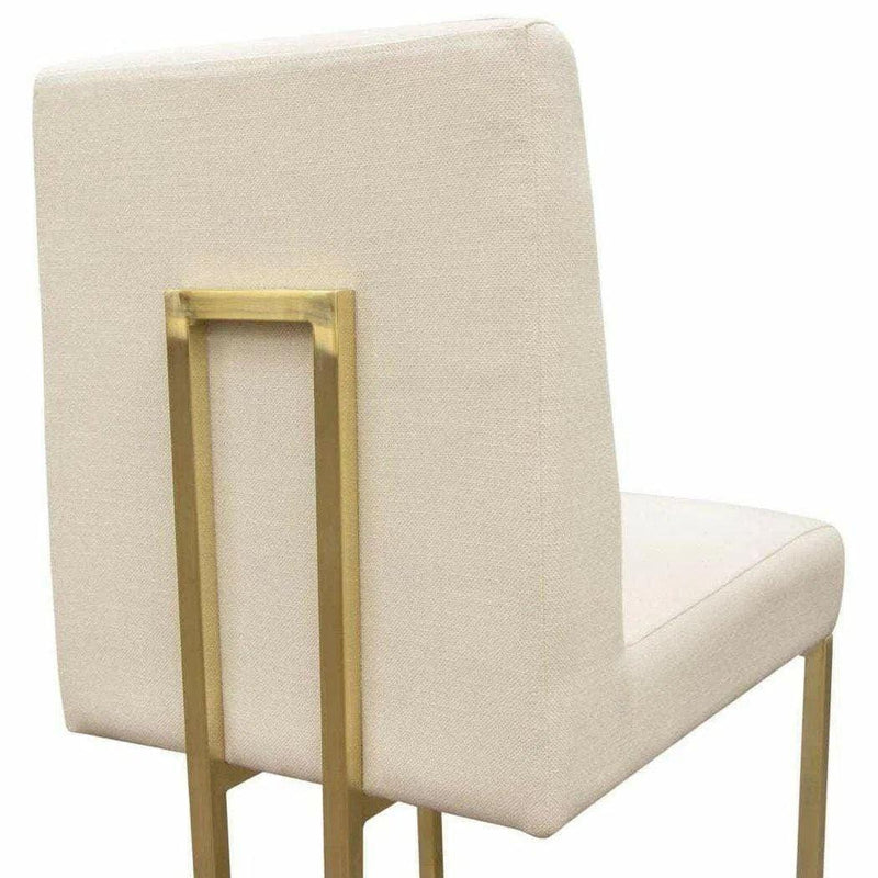 Set of 2 Dining Chairs in Cream Fabric Gold Metal Frame Dining Chairs LOOMLAN By Diamond Sofa