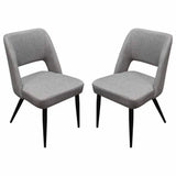 Set of 2 Dining Chairs in Grey Black Powder Coat Metal Leg Dining Chairs LOOMLAN By Diamond Sofa