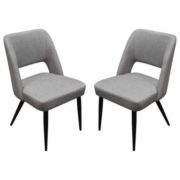 Set of 2 Dining Chairs in Grey Black Powder Coat Metal Leg Dining Chairs LOOMLAN By Diamond Sofa